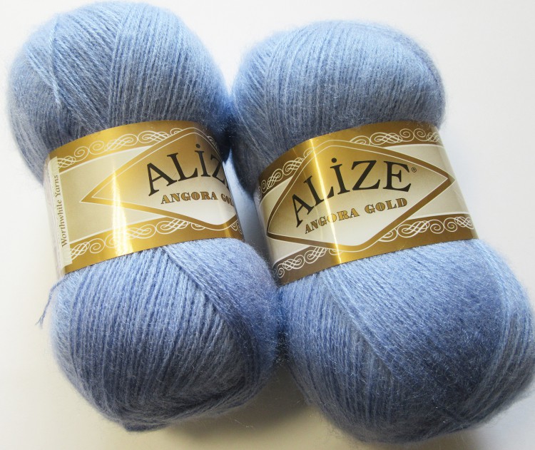 Пряжа для вязания Ализе Angora Gold (20% шерсть, 80% акрил) 5х100г/550мцв.040 голубой – купить в интернет магазине в Москве: цена